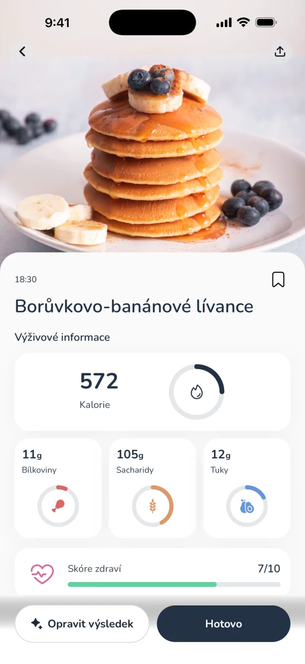 Nutriční hodnoty po naskenování