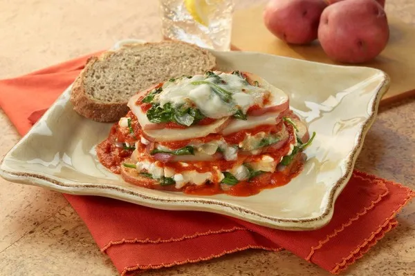 Bramborovo-špenátové lasagne