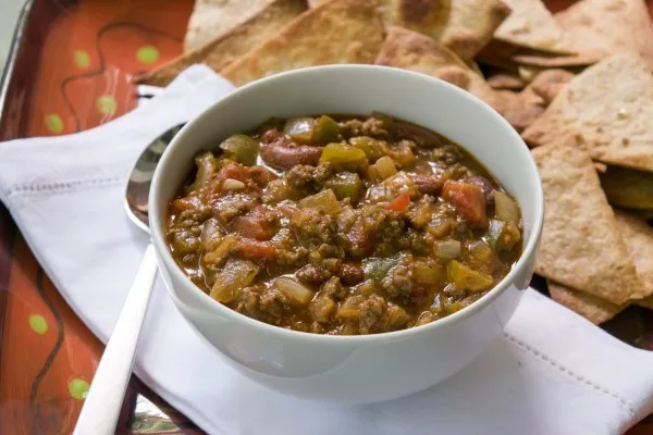 Hovězí chile verde s fazolemi